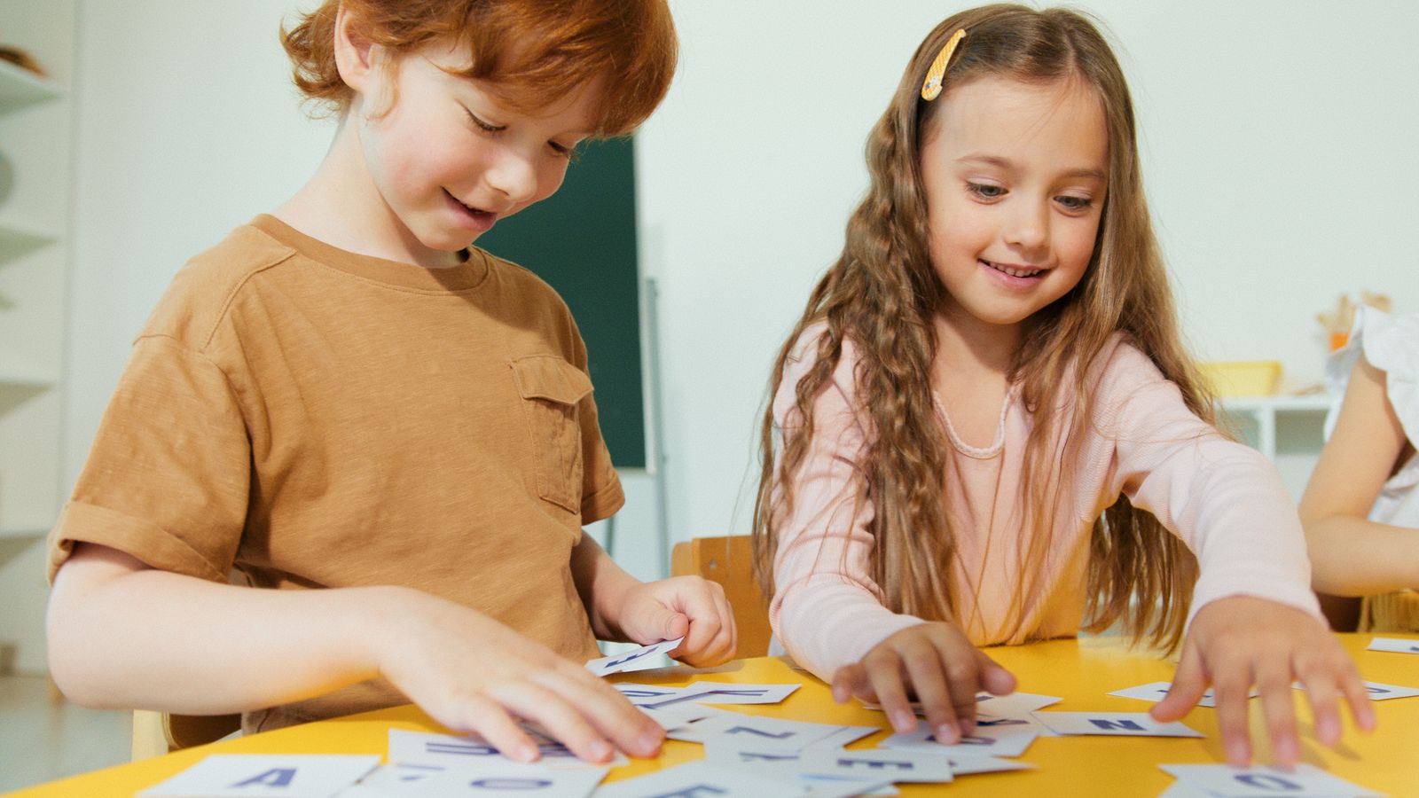 Kids learning together in school
