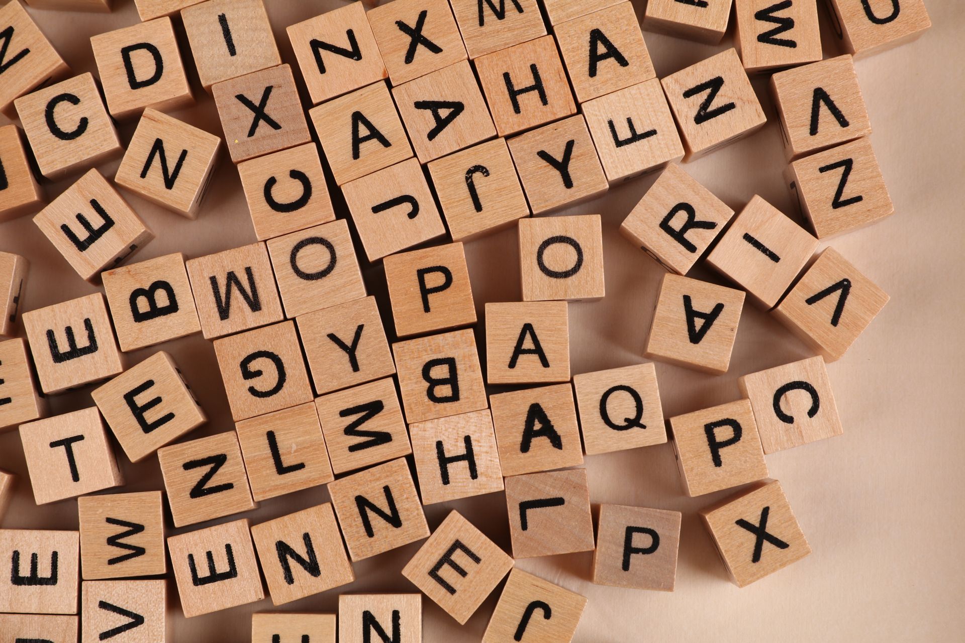 Alphabet letters arranged in a row