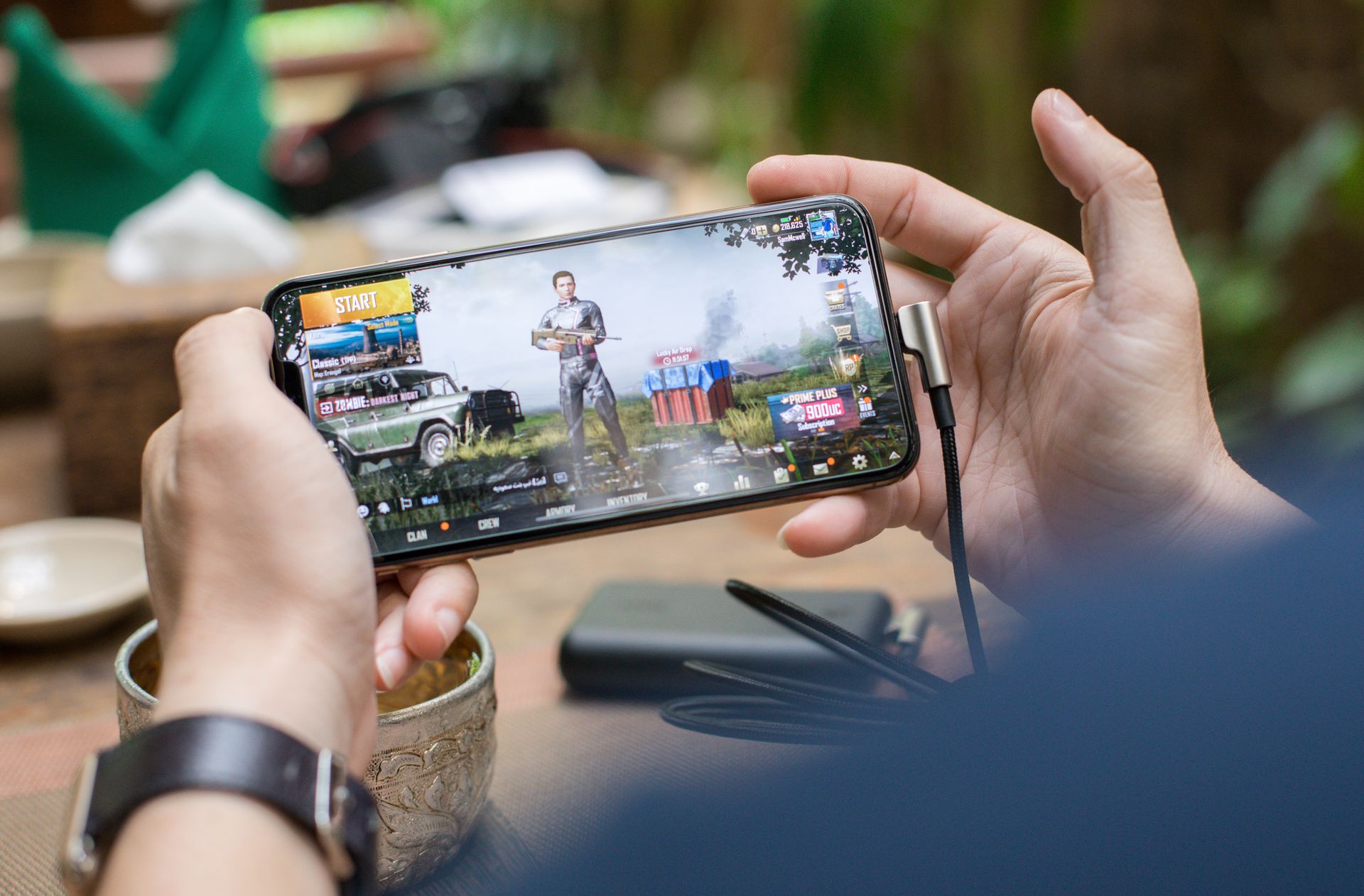 Person using a smartphone