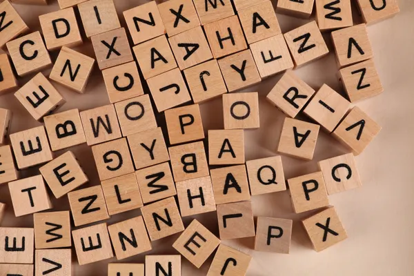 Alphabet letters arranged in a row