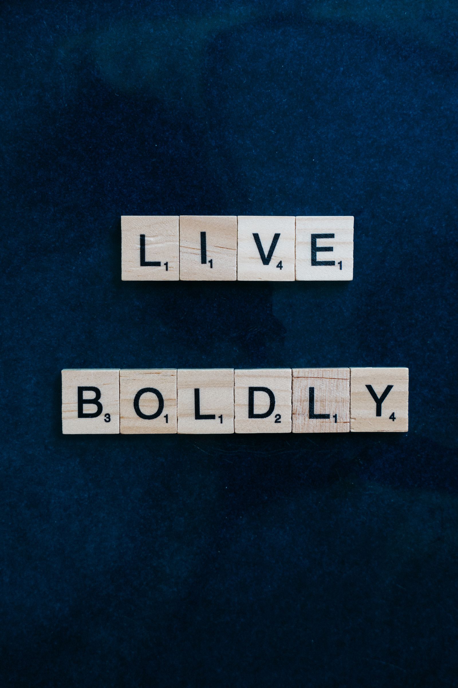 A slogan in Scrabble tiles