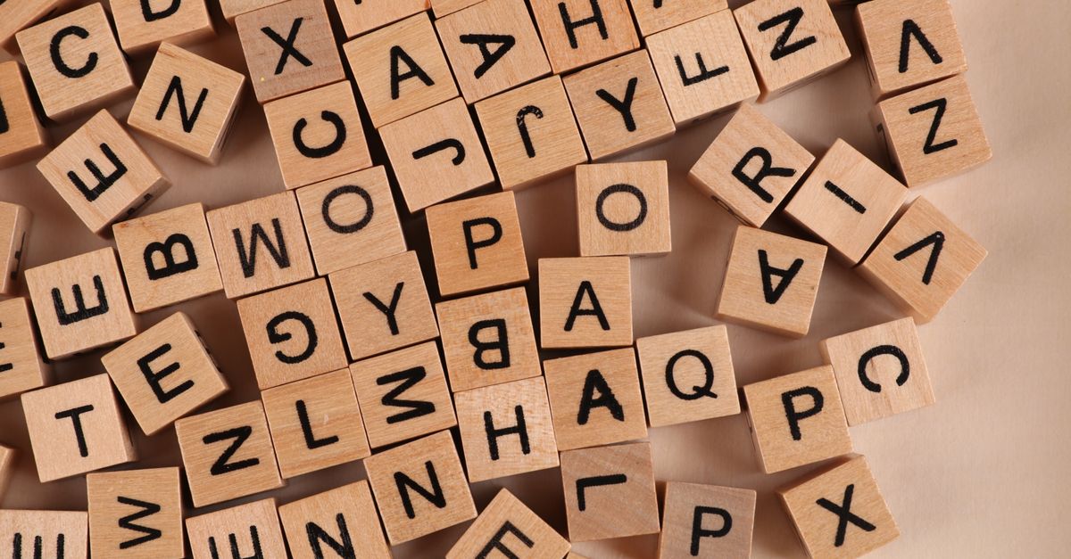 Alphabet letters arranged in a row