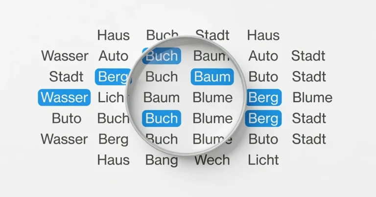 Featured image: Professional featured image for: How to Find German Words Starting With a Specific Letter. Clean edi