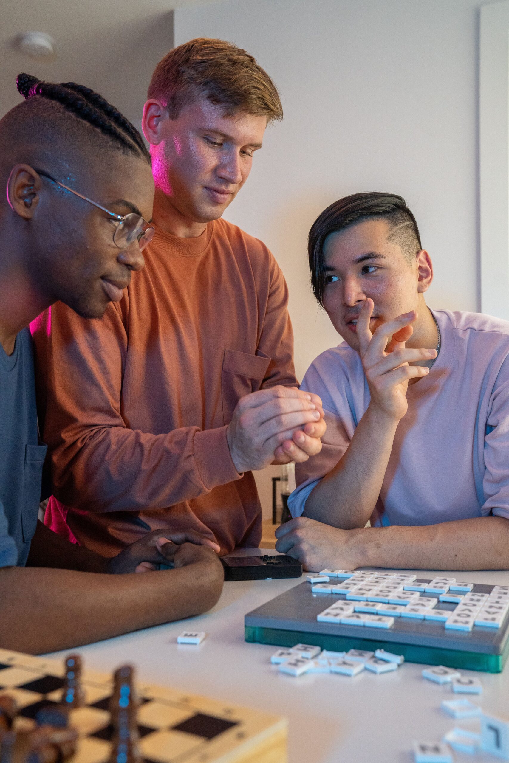 Friends playing Scrabble together