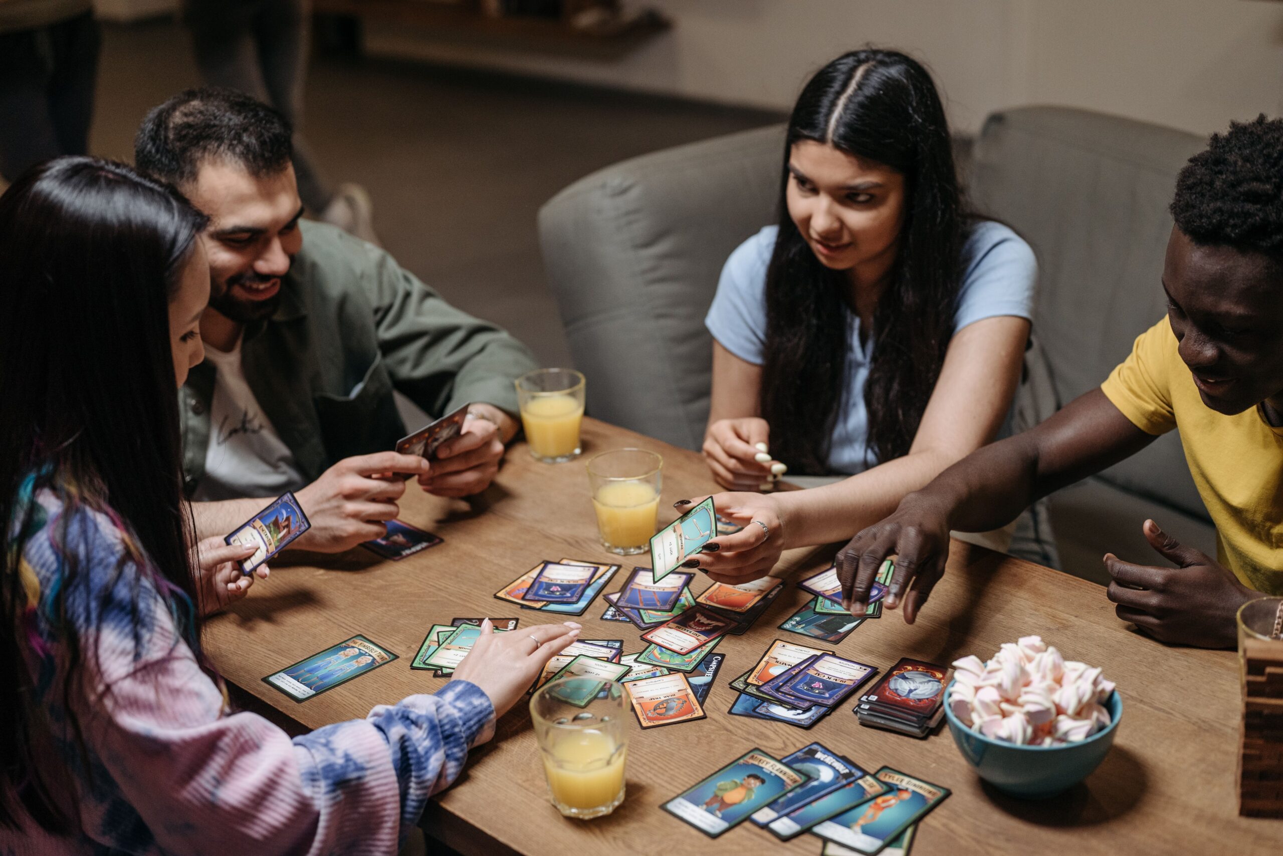 People playing cards at a game night