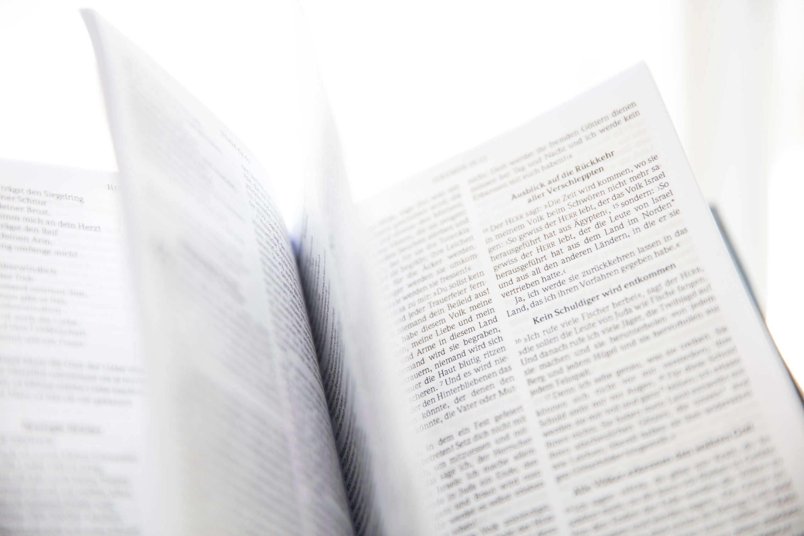 Open book in focus for language learning