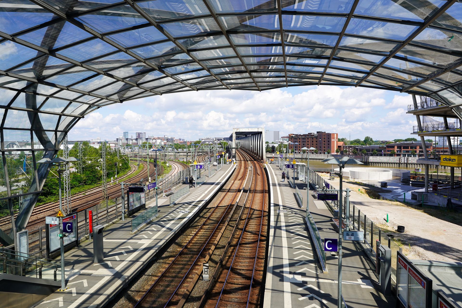 Modern futuristic train station in Hamburg, Germany