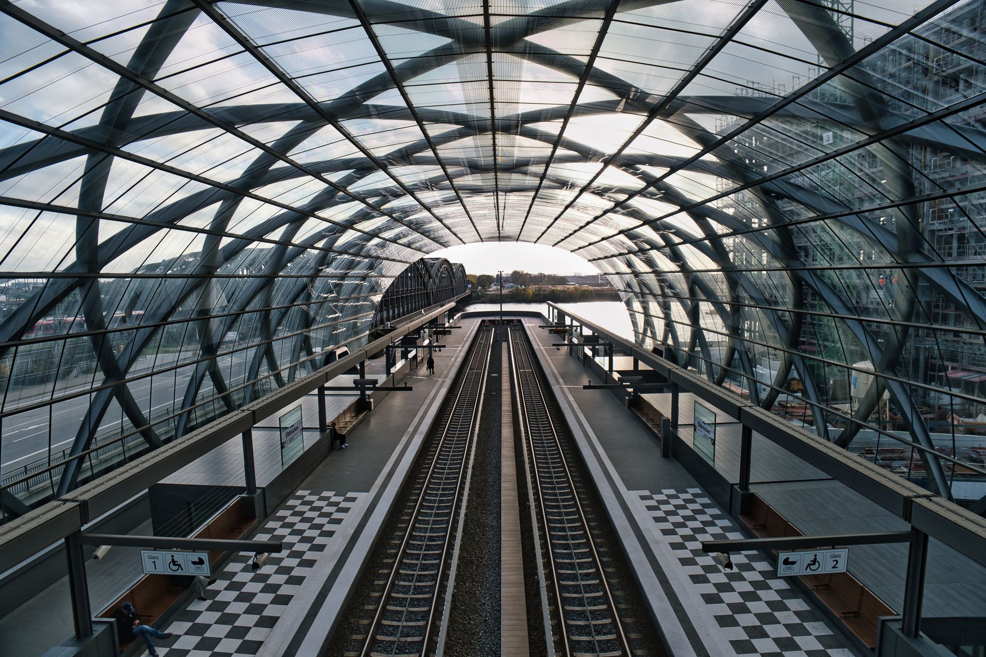 Modern Elbe Bridges railway station in Hamburg, Germany