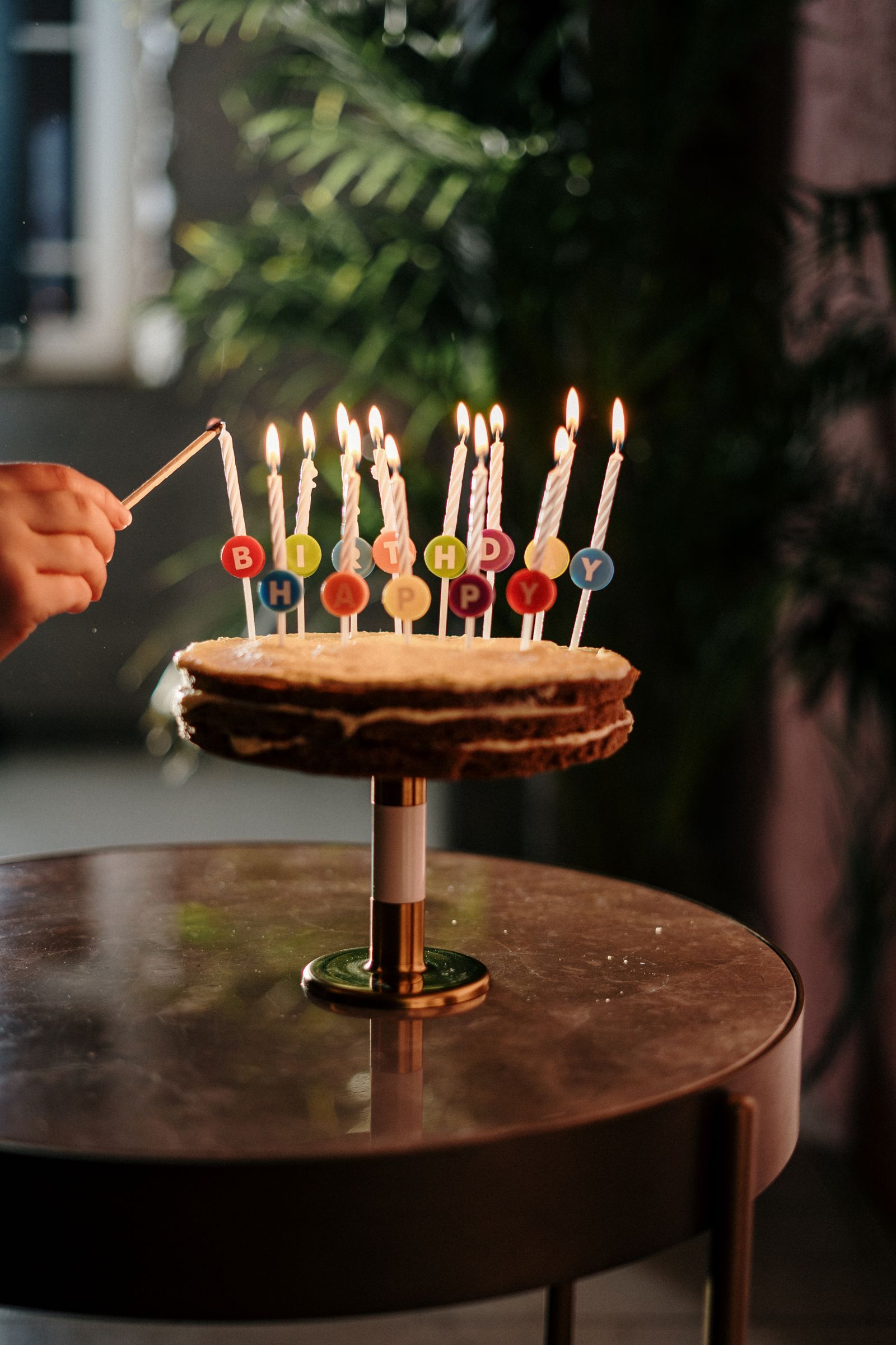 Lit birthday candles