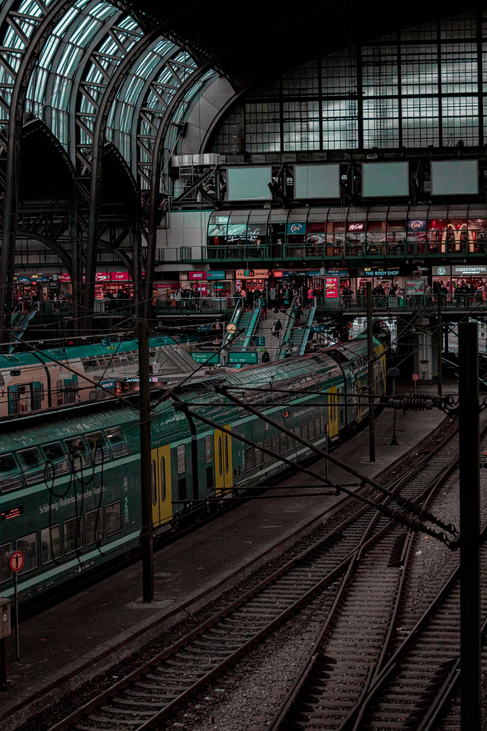 Trains at Hamburg central railway station