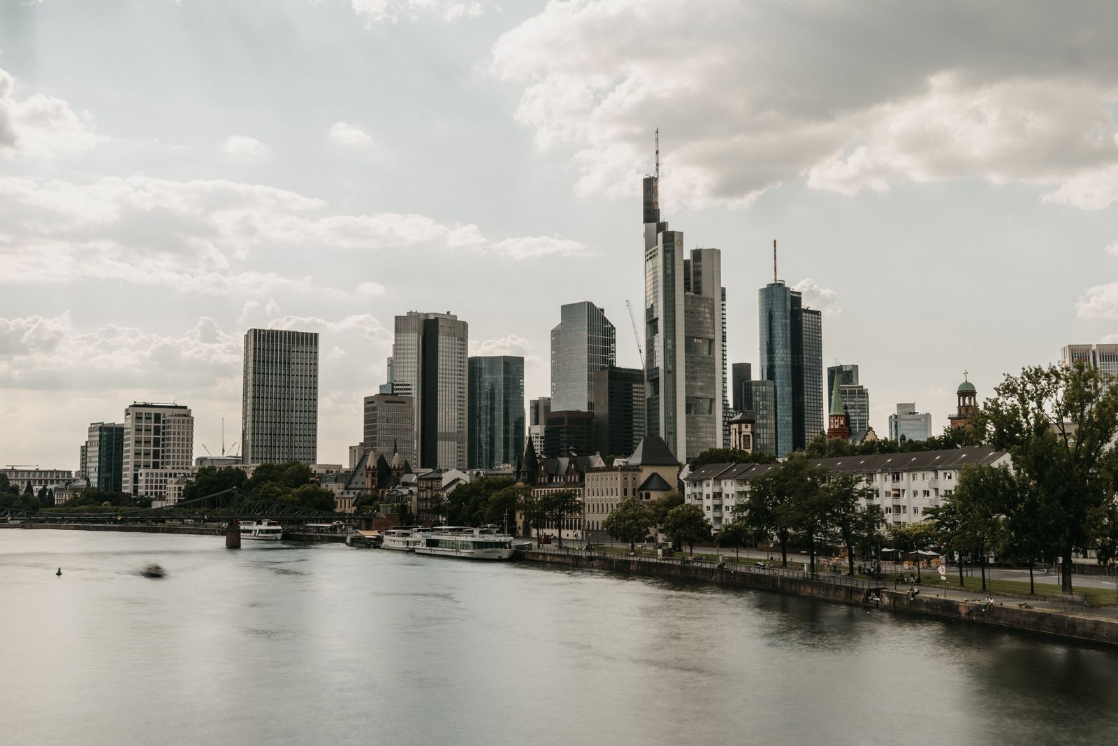 Skyscrapers along the river in Frankfurt