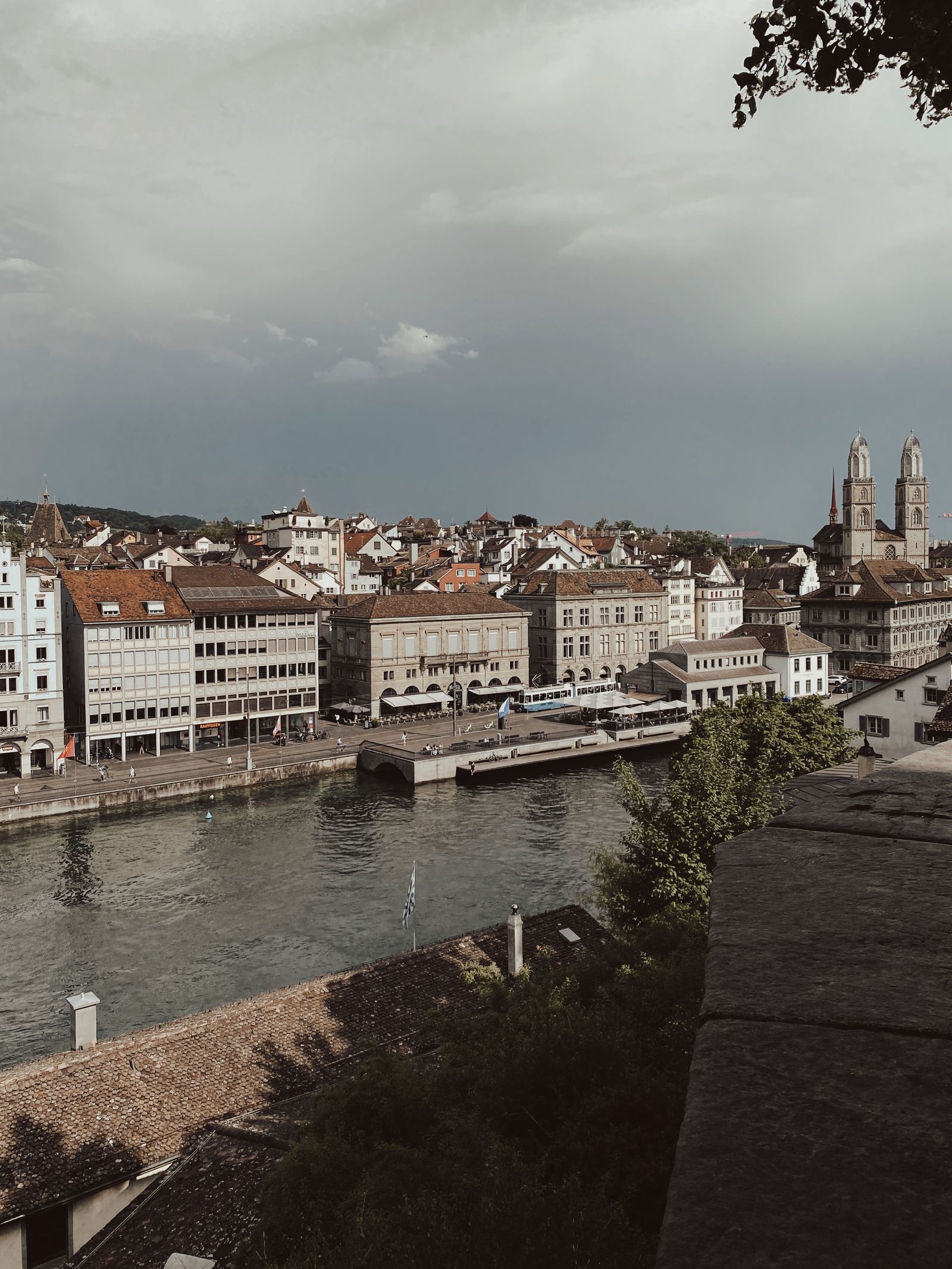 Zurich cityscape with the Grossmunster church
