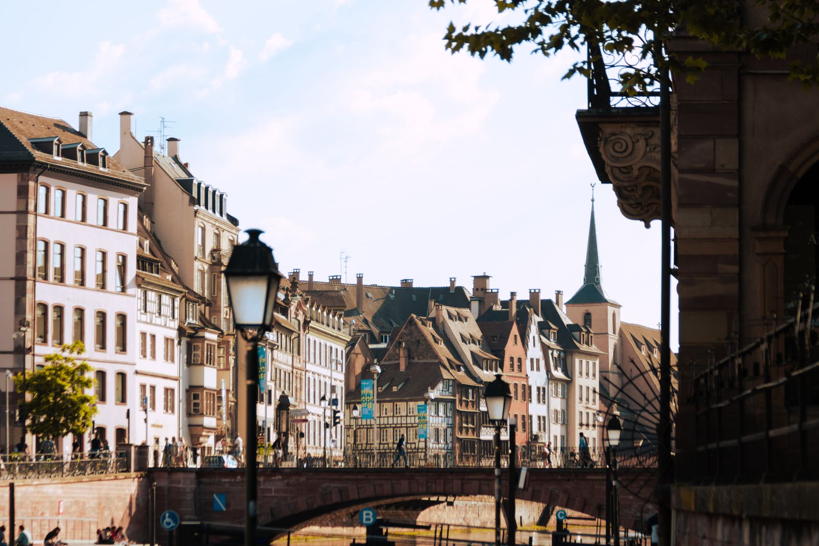 Waterfront buildings in the old town of Strasbourg, France