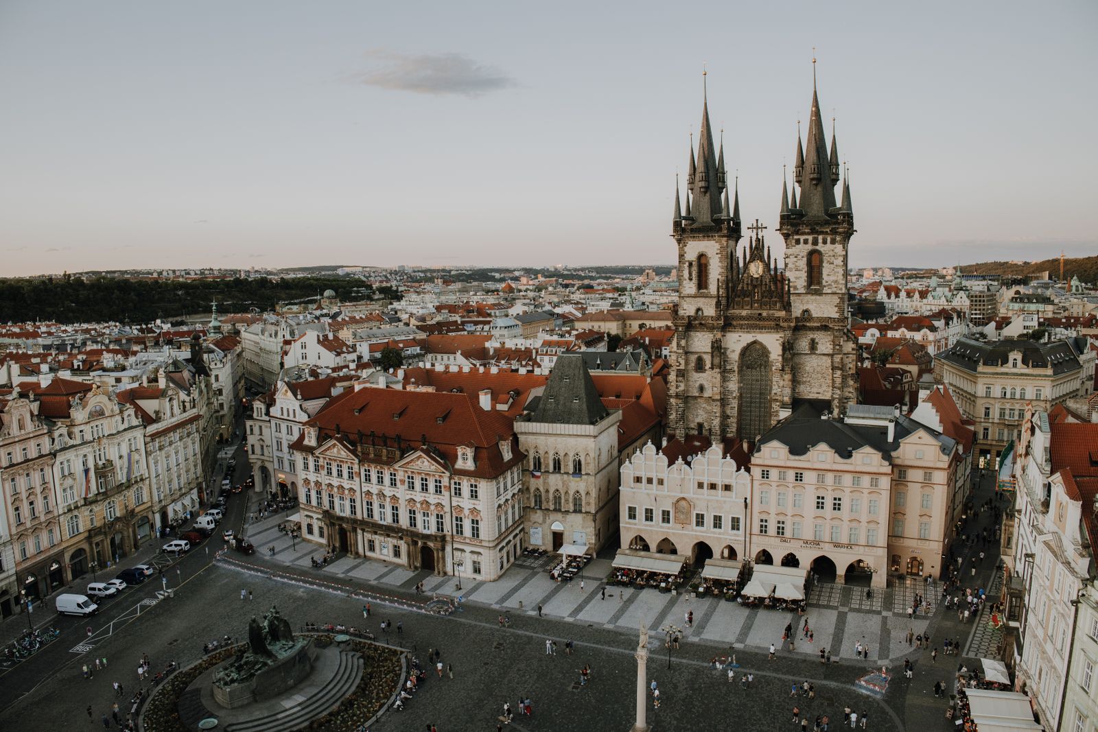 Aerial view of the Old Town Square in Prague