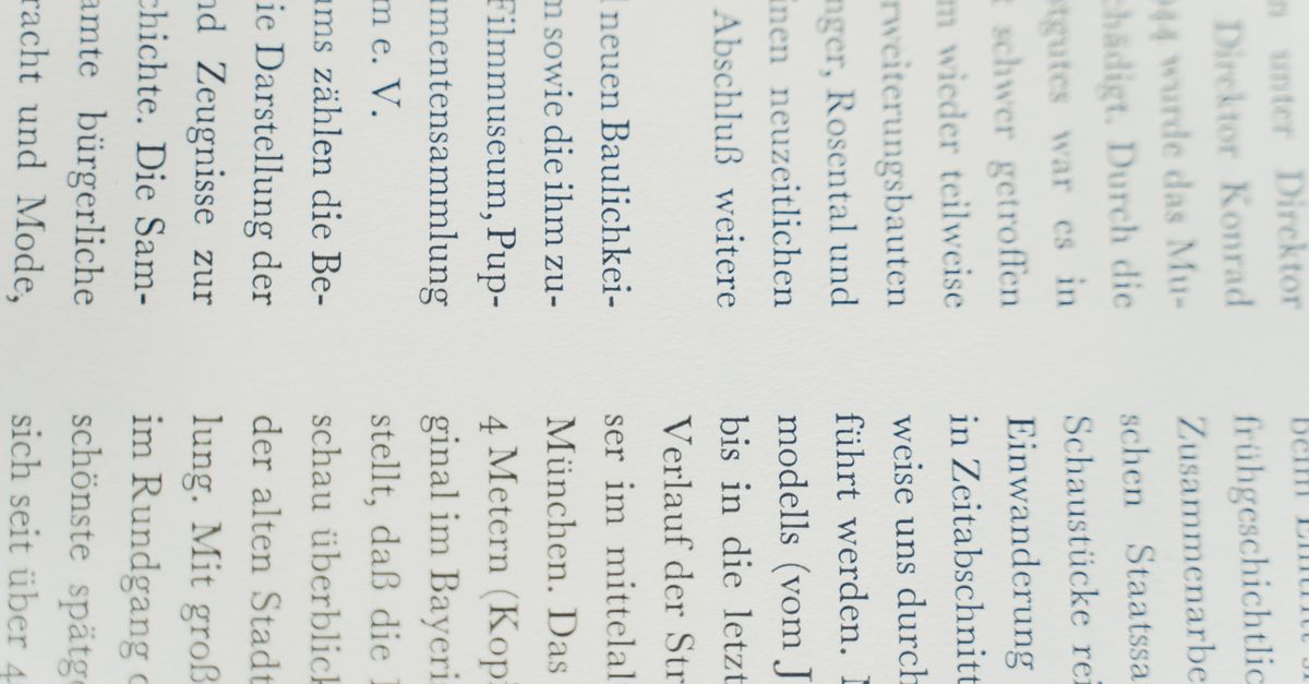 Close-up of a printed book page with German text