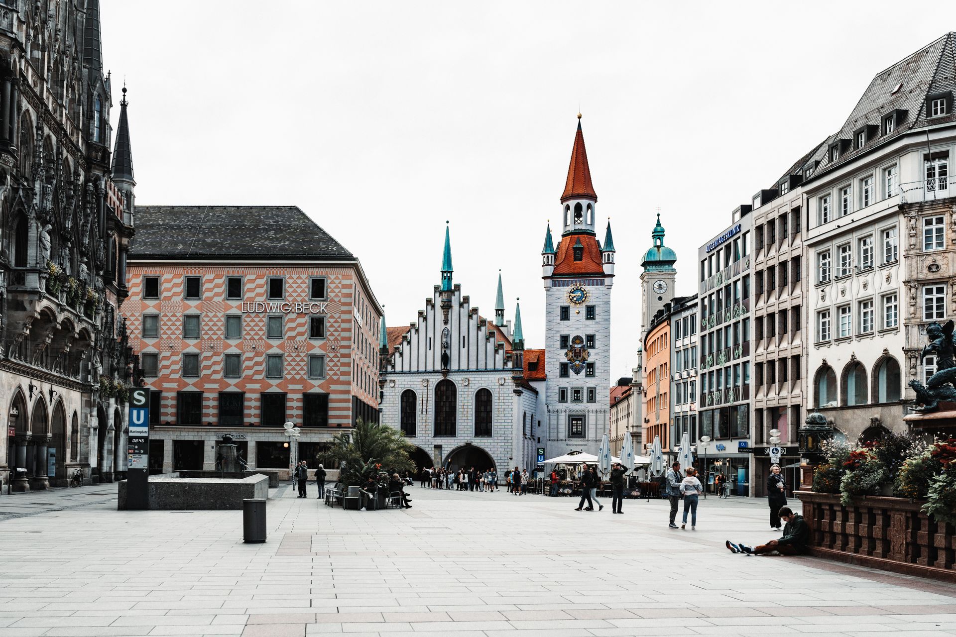 Marienplatz town square with historic architecture in Munich