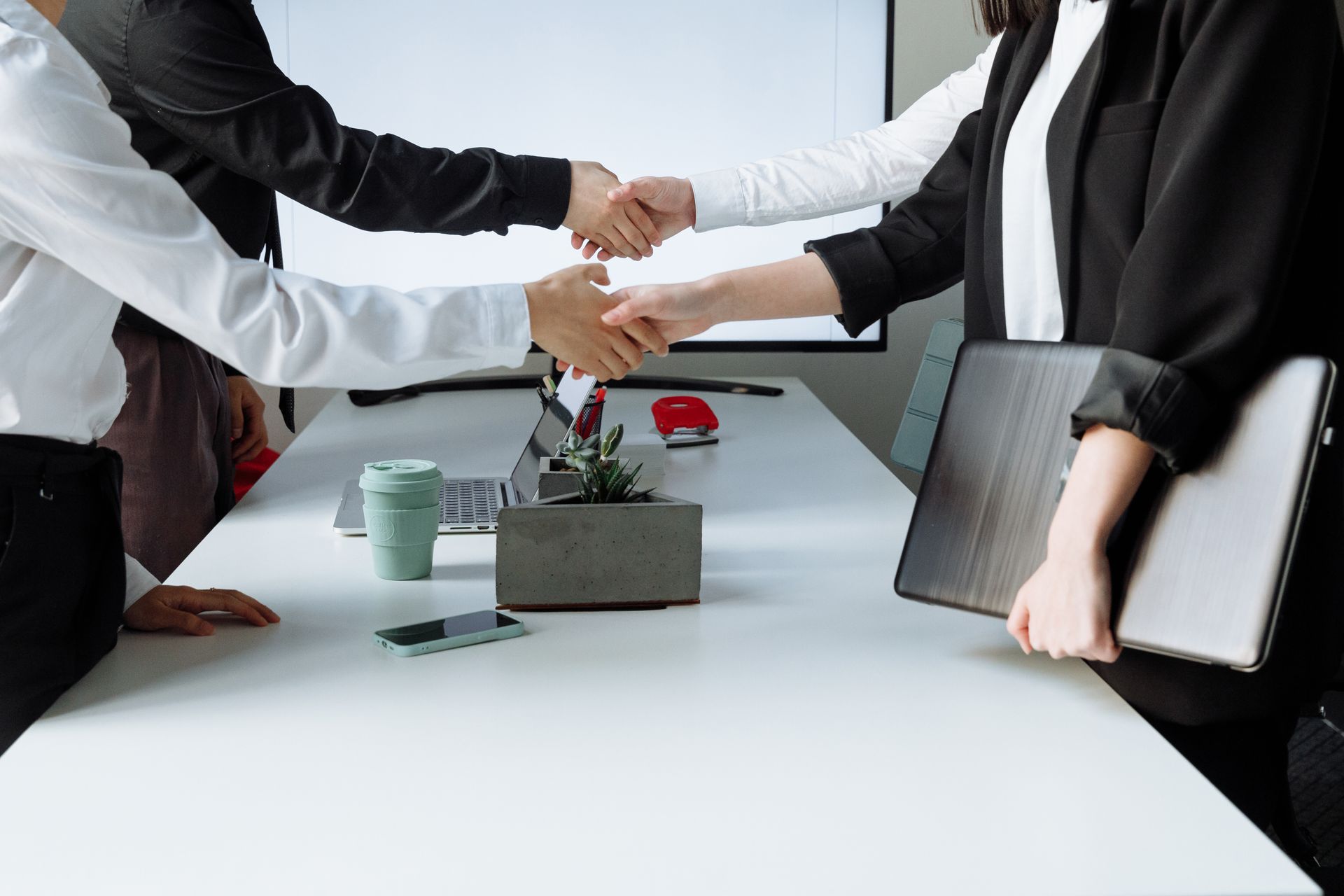 Professionals sealing a deal with a handshake