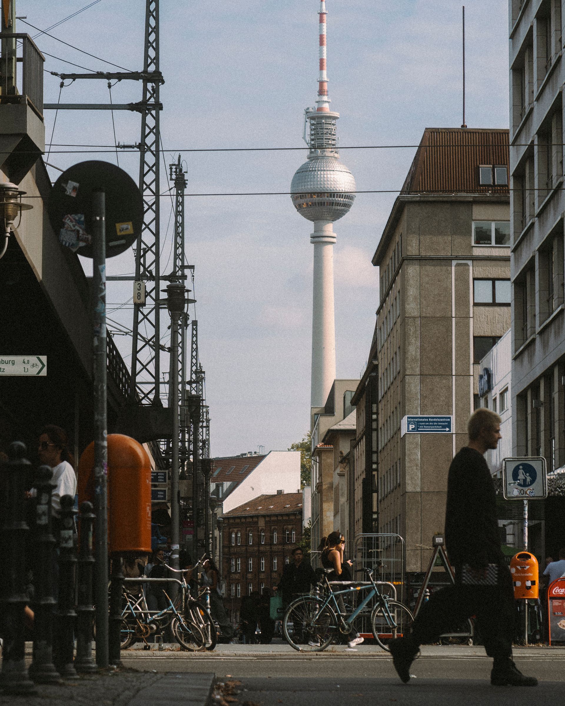 Berlin street view with the Fernsehturm tower