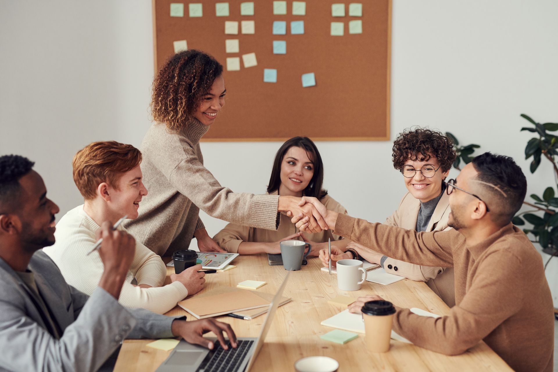 Handshake during a job meeting