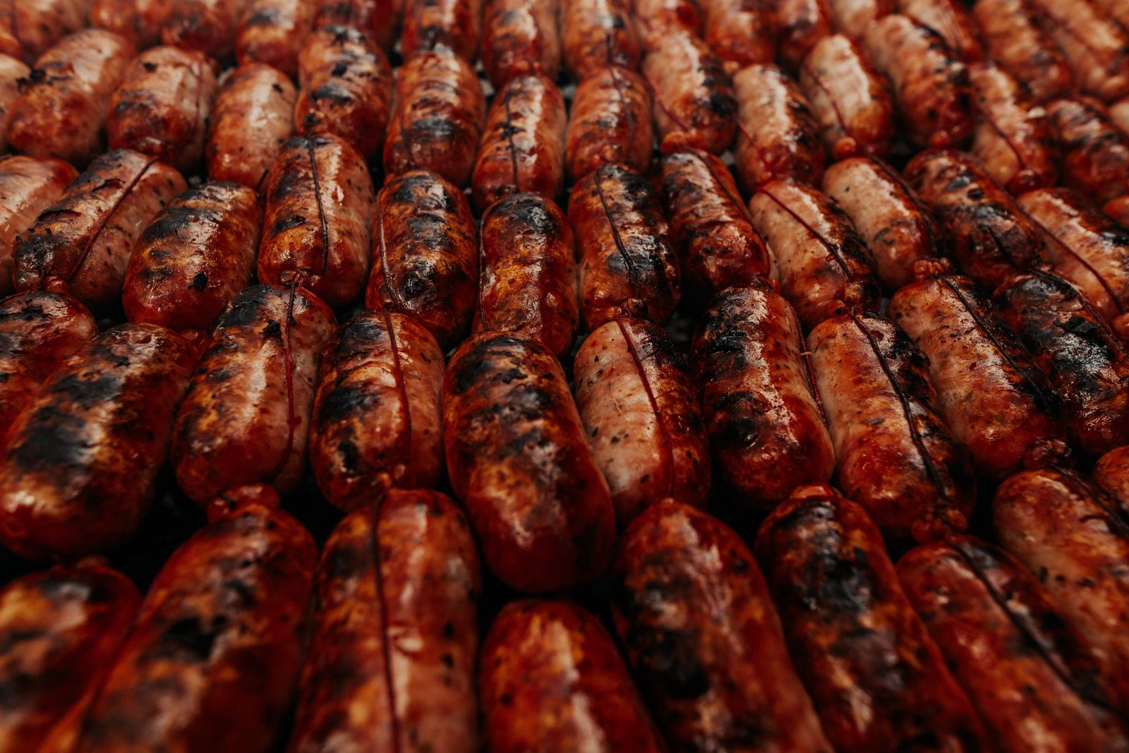 Grilled sausages on a grill