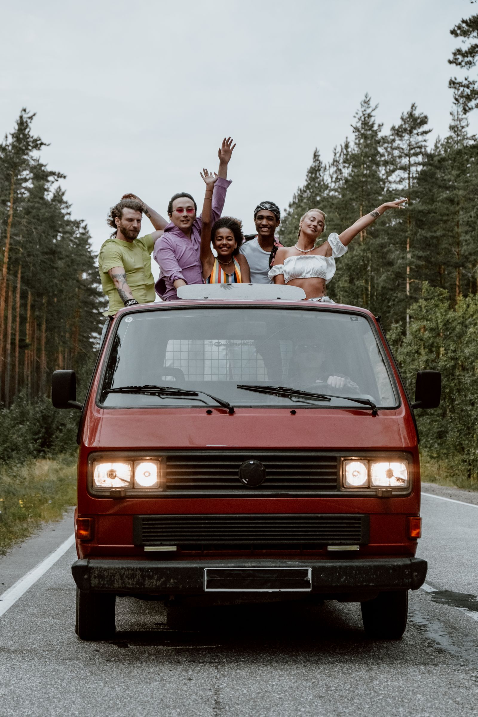 Friends travelling together by car