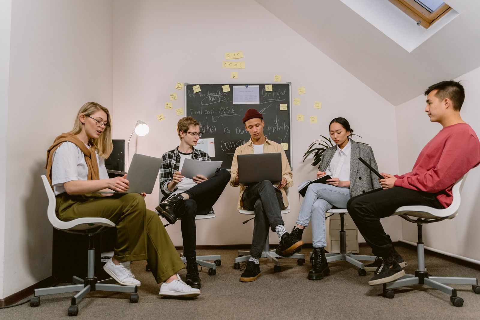 Employees having a meeting at the office