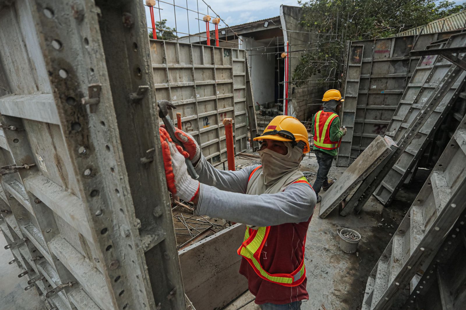 Men working on a construction site
