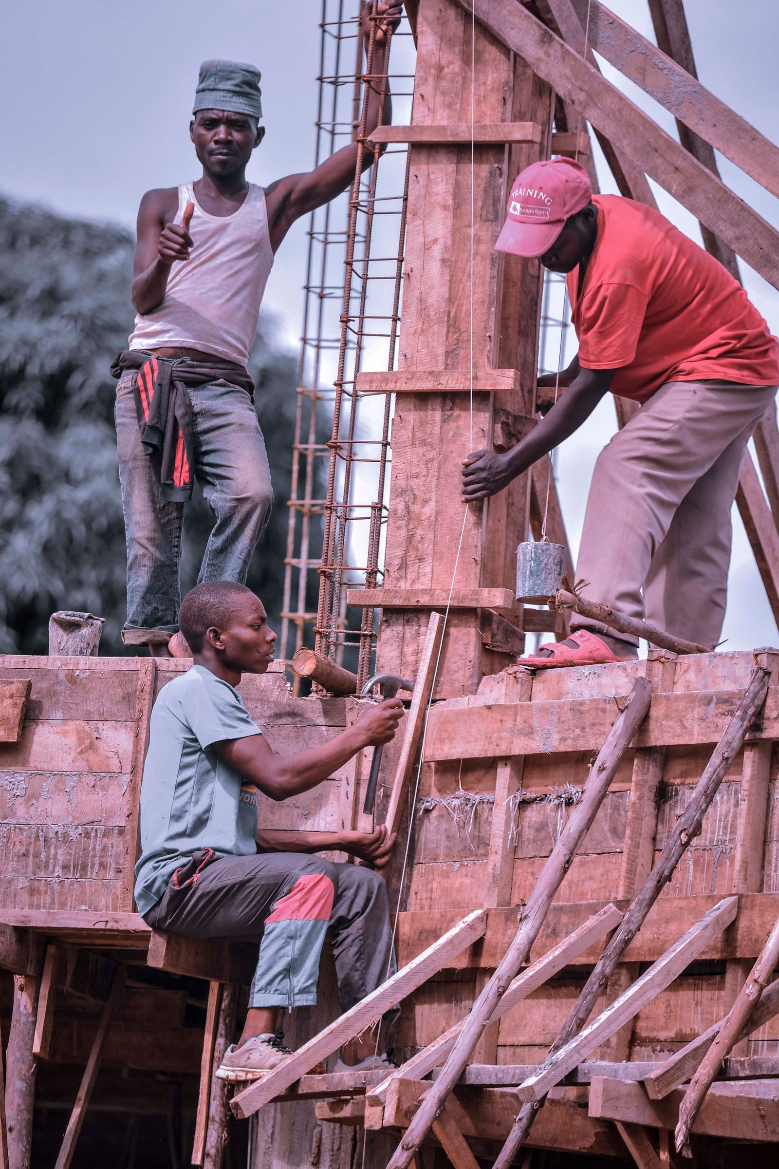 People working together at a construction site