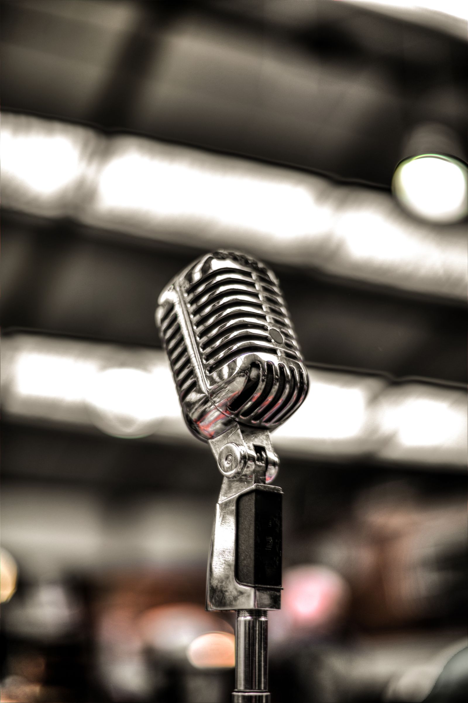 Singer singing into a microphone