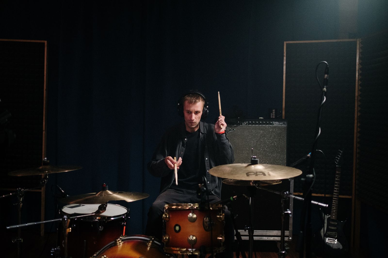 Drummer playing drums