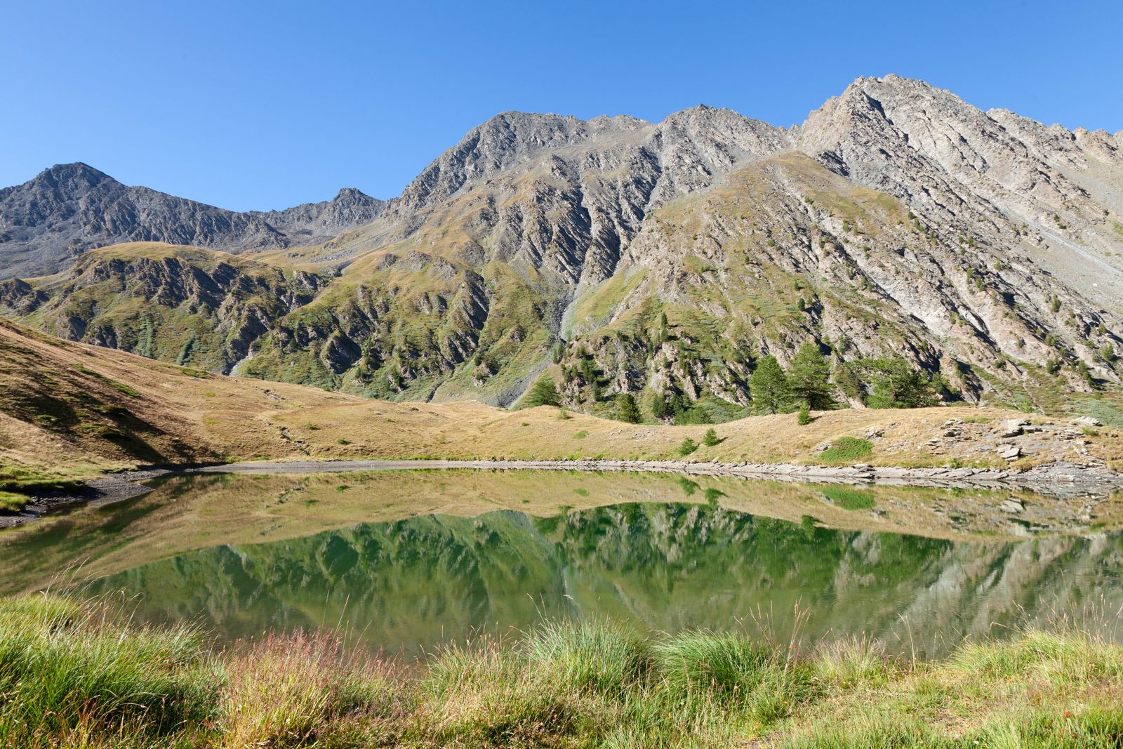 Alps mountains in summer with a serene lake