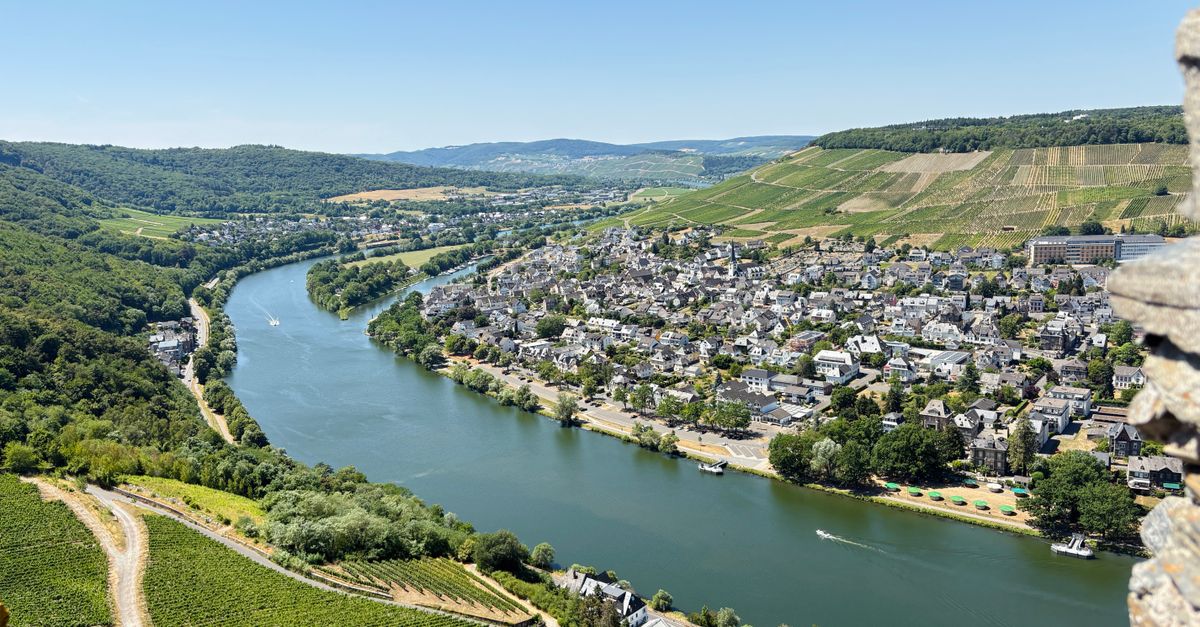 Aerial view of Bernkastel-Kues on the Moselle River