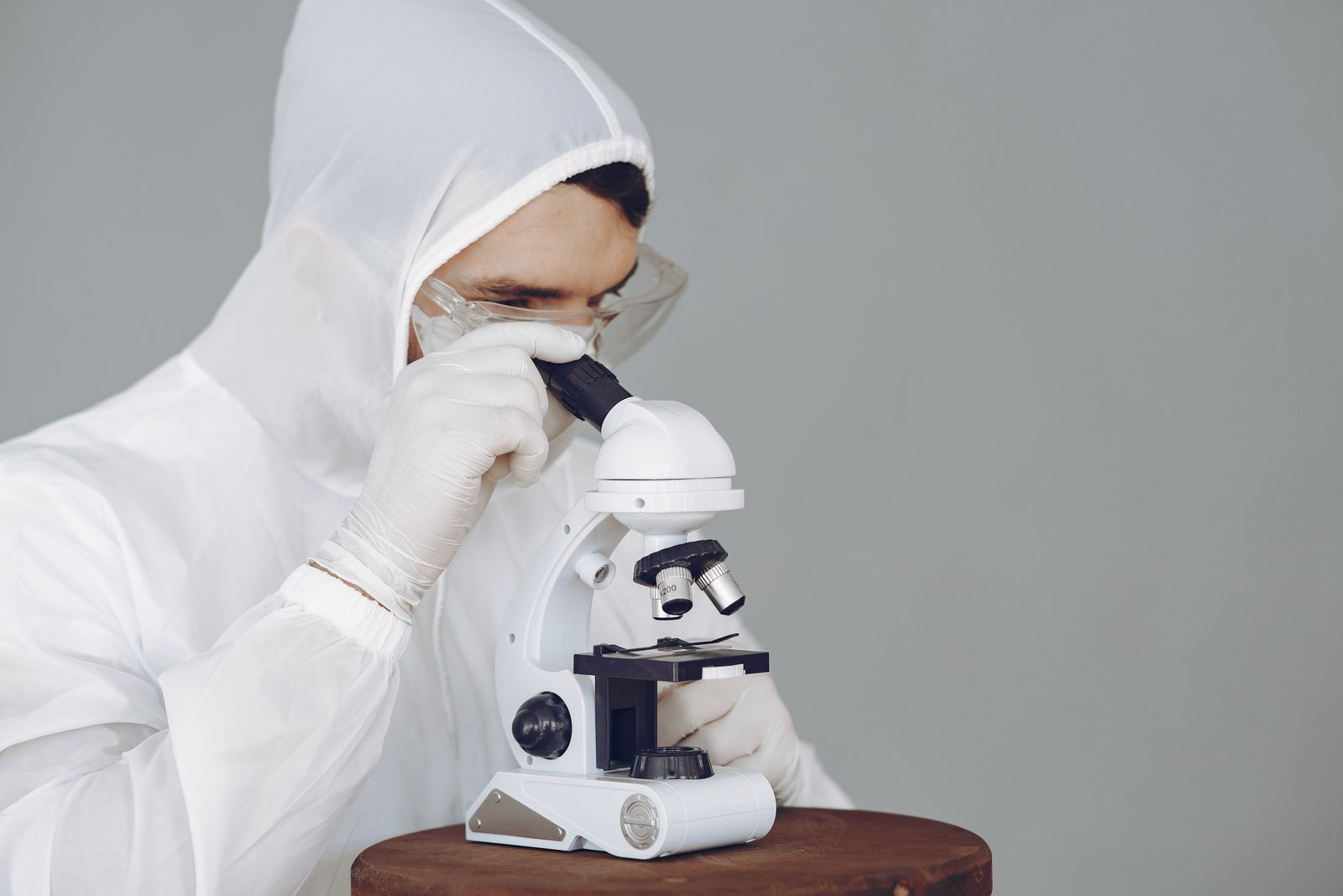 Researcher conducting experiment in a science lab