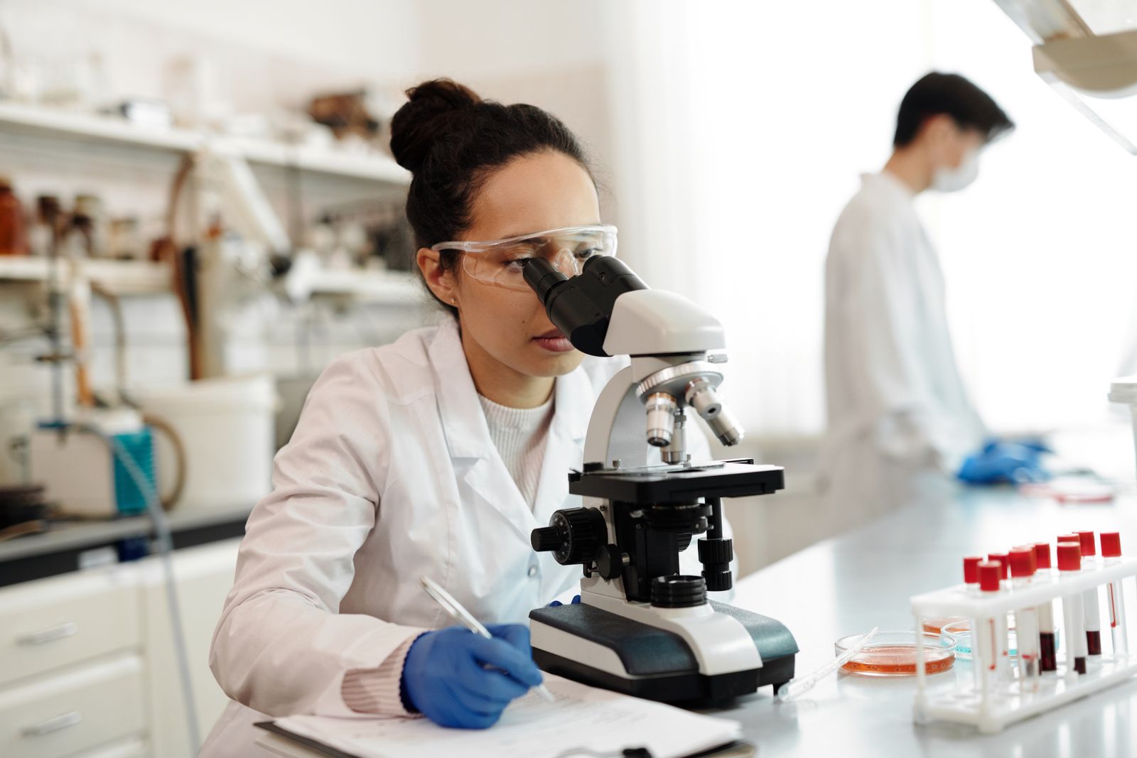Laboratory equipment with scientist at work