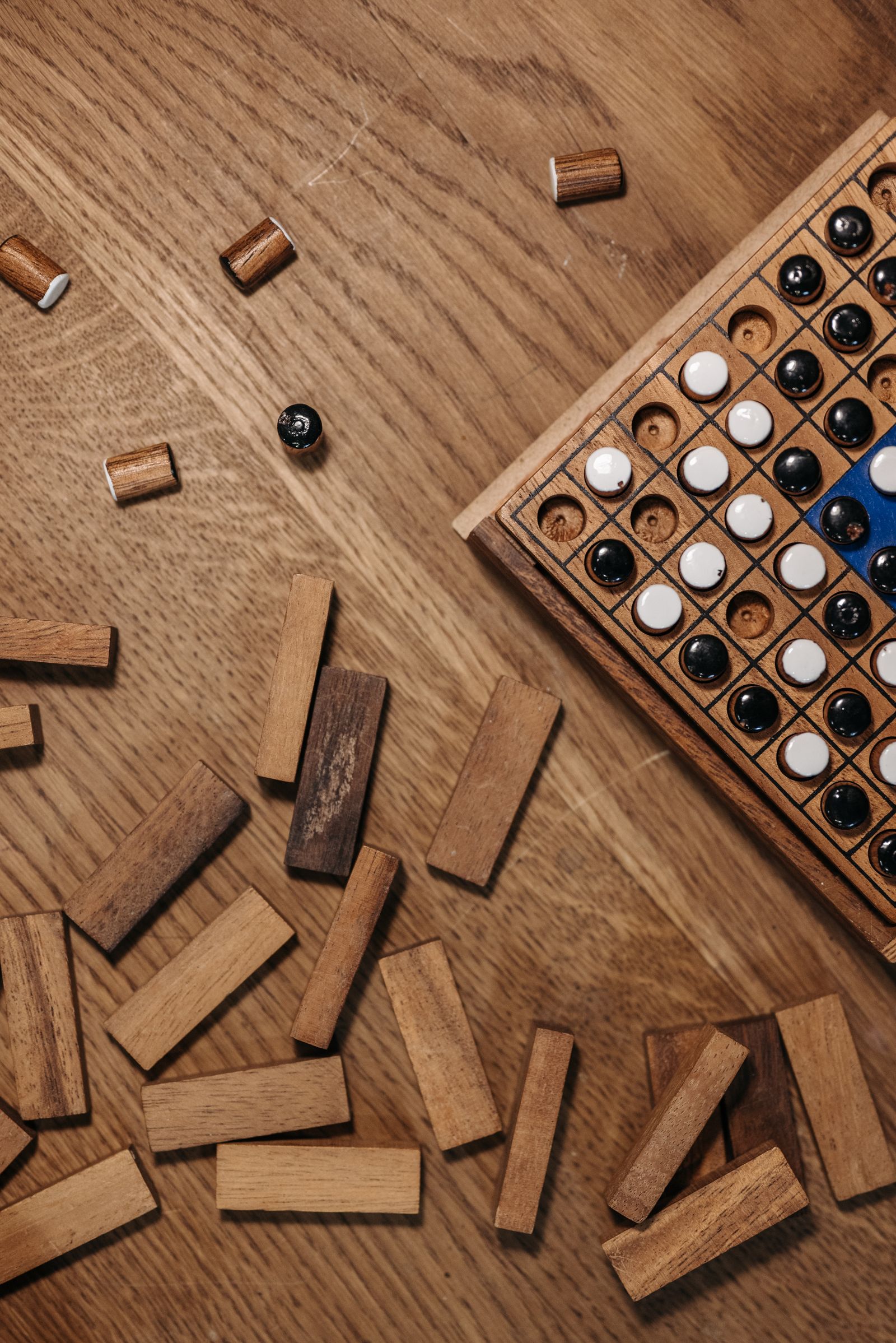 Board game pieces on a table