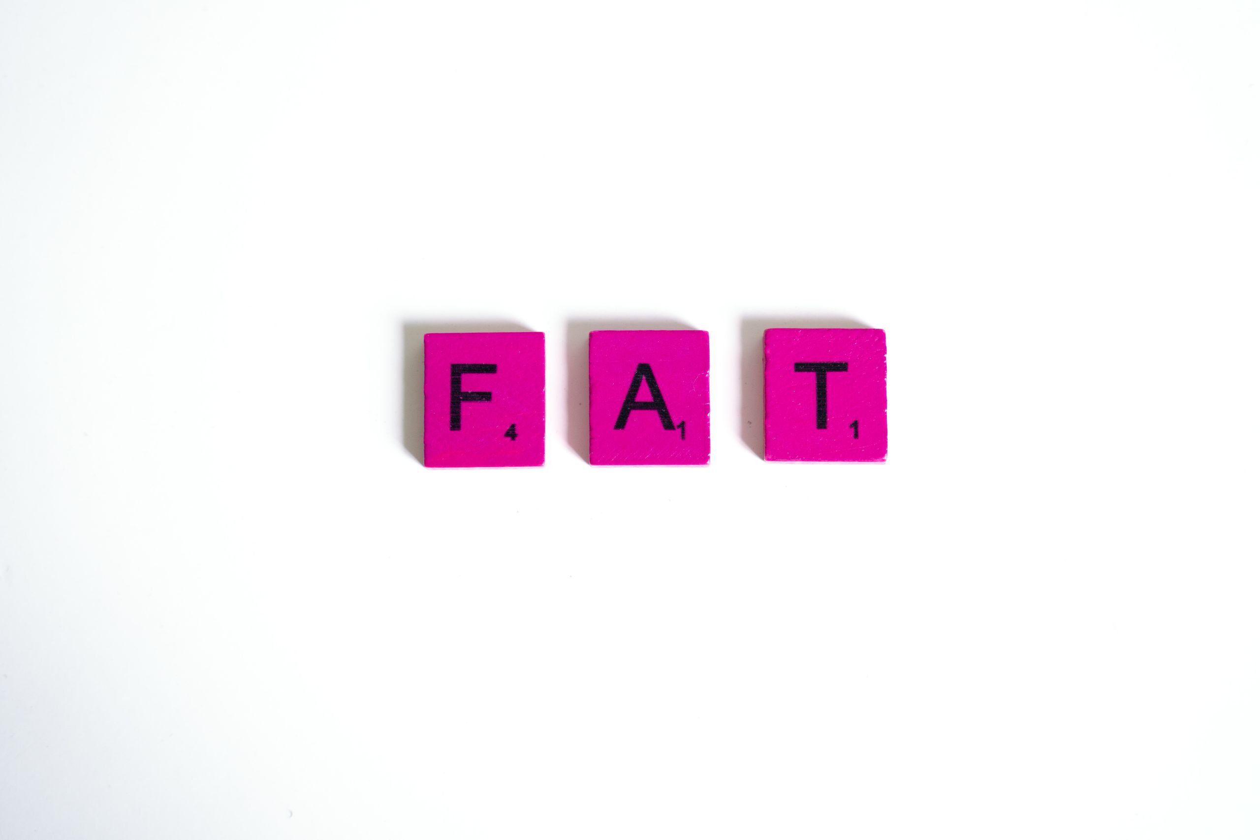 Scrabble letter tiles arranged on a clean white background