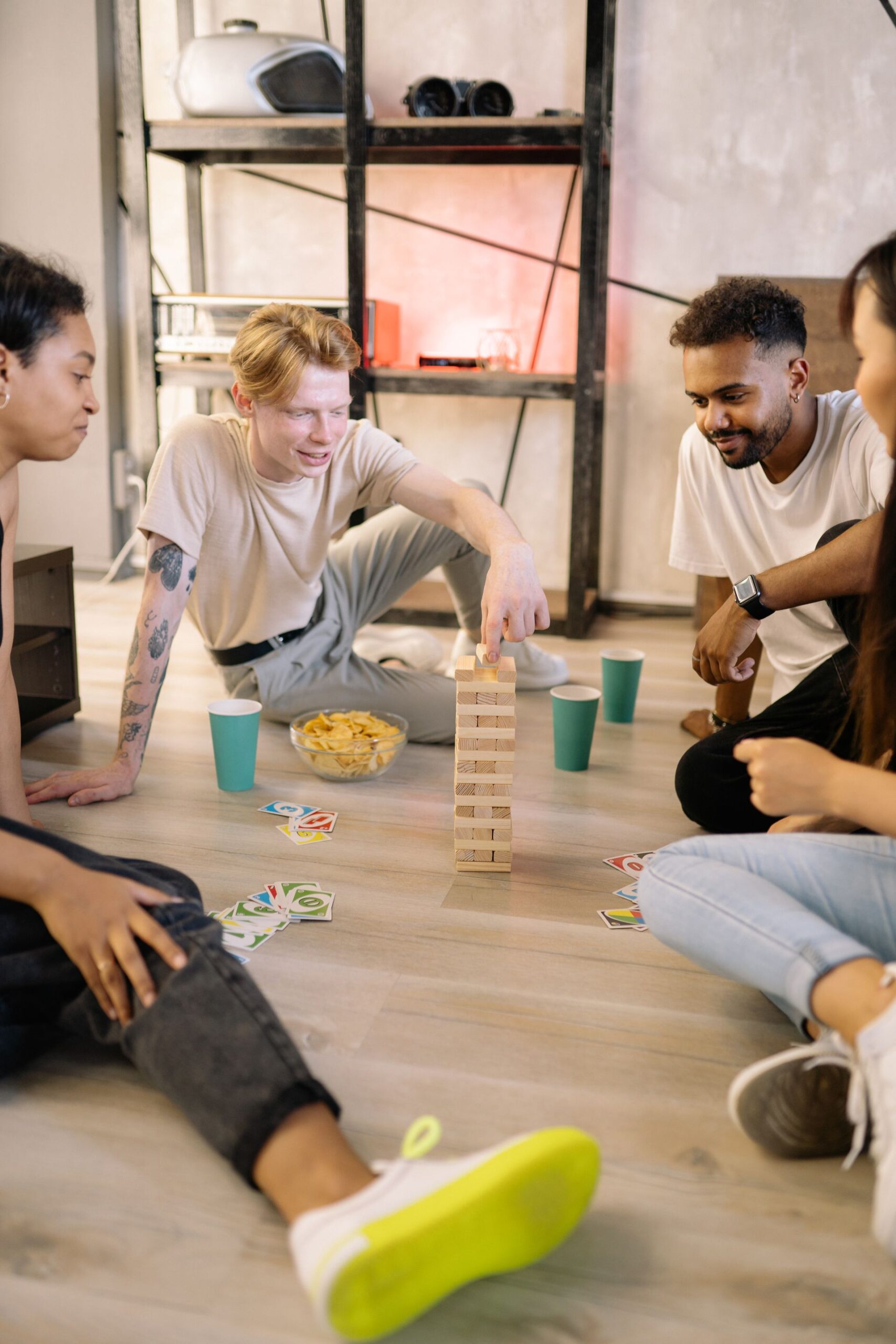 Group of friends at an indoor game night