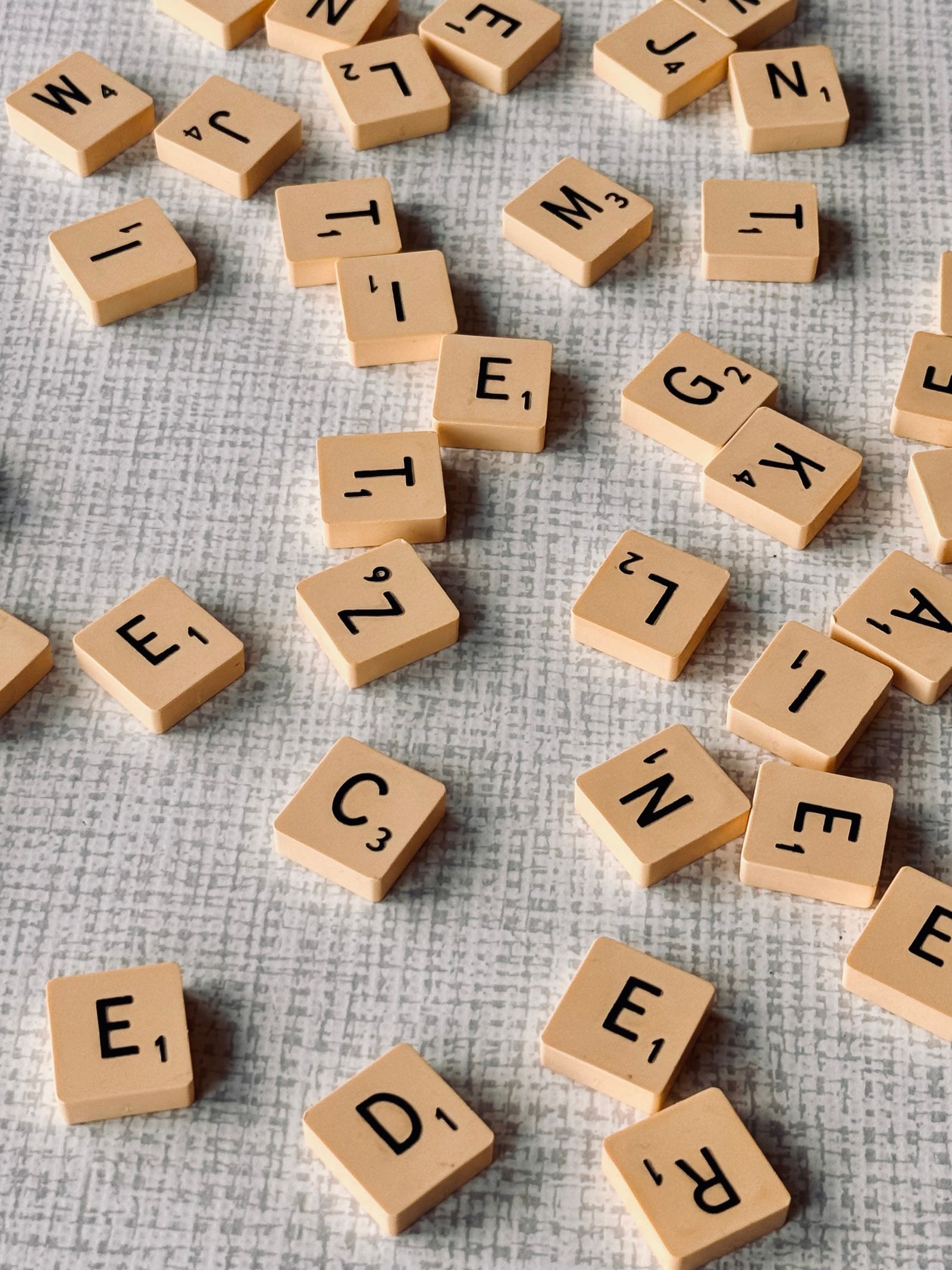 Scrabble letter tiles in a board game
