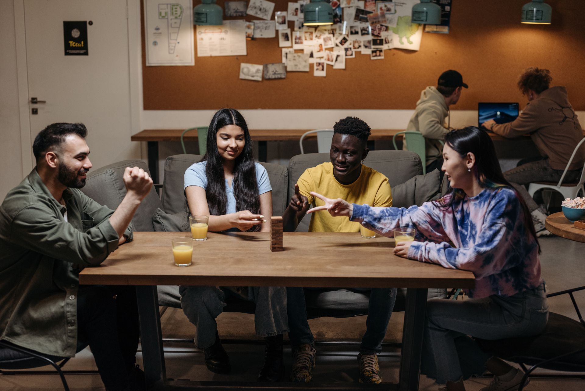 Friends enjoying a board game night together indoors