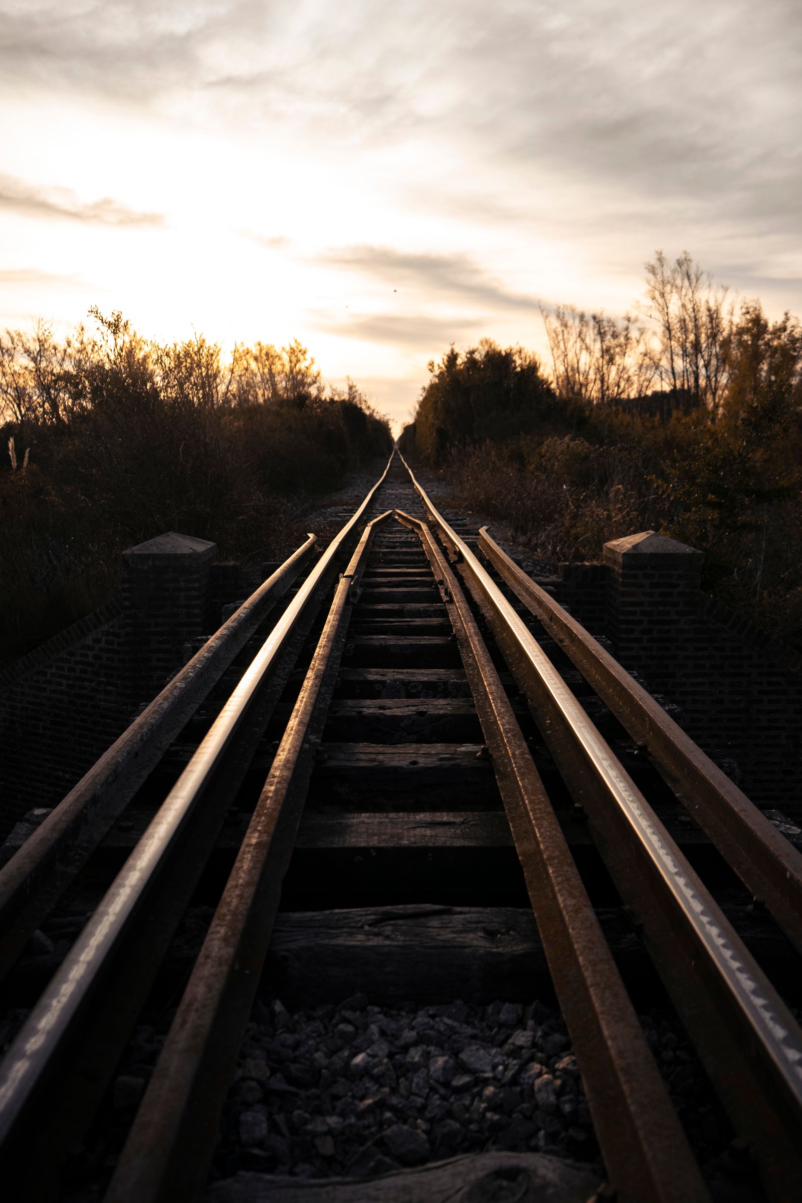 Railway tracks at sunset