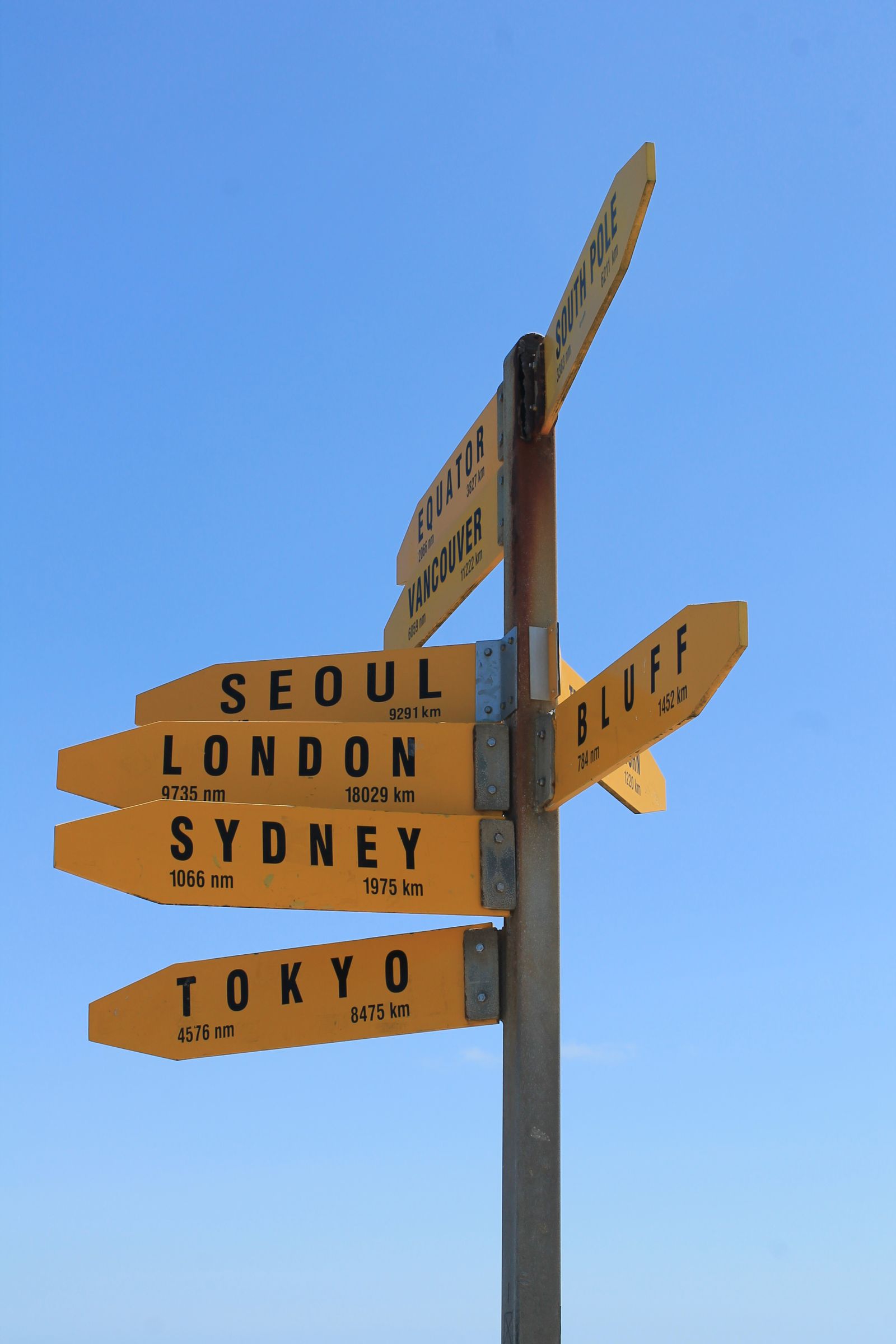 Street signs pointing in different directions