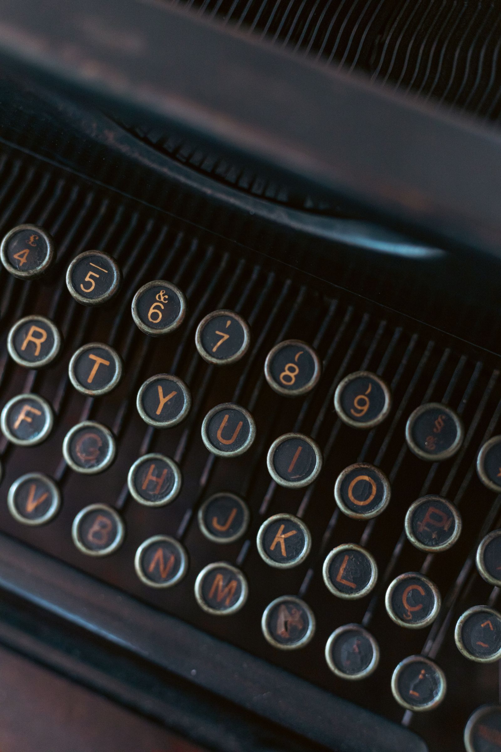 Vintage typewriter keys with letters