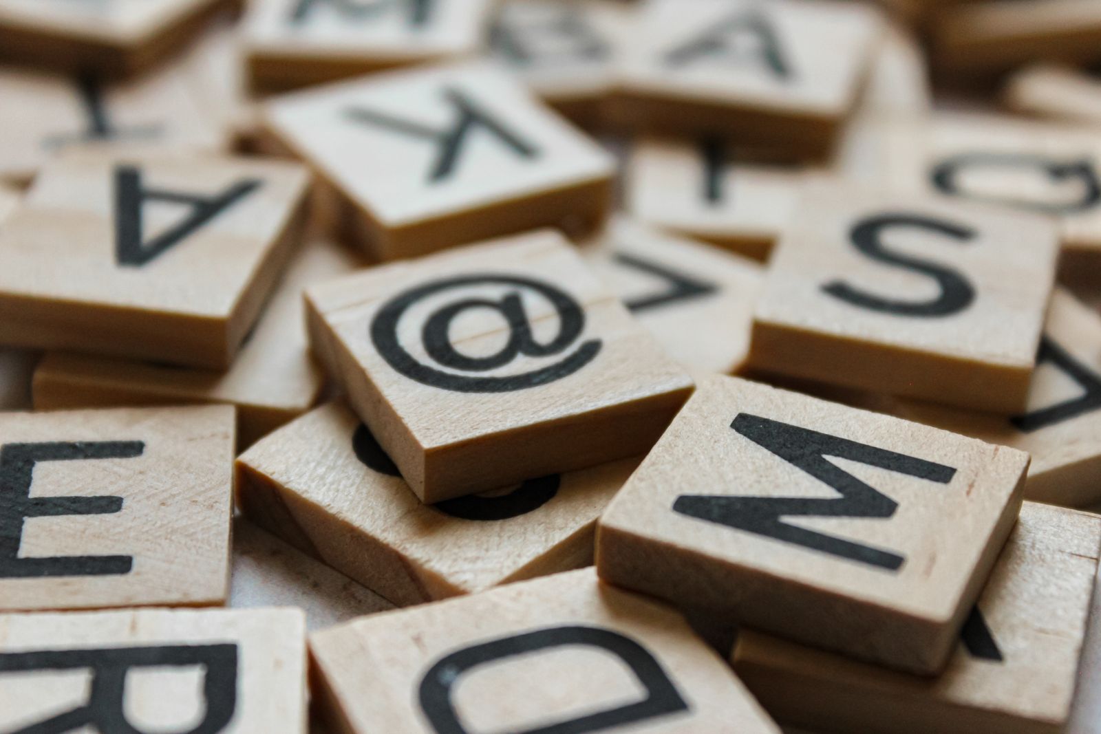 Close-up of wooden letter tiles