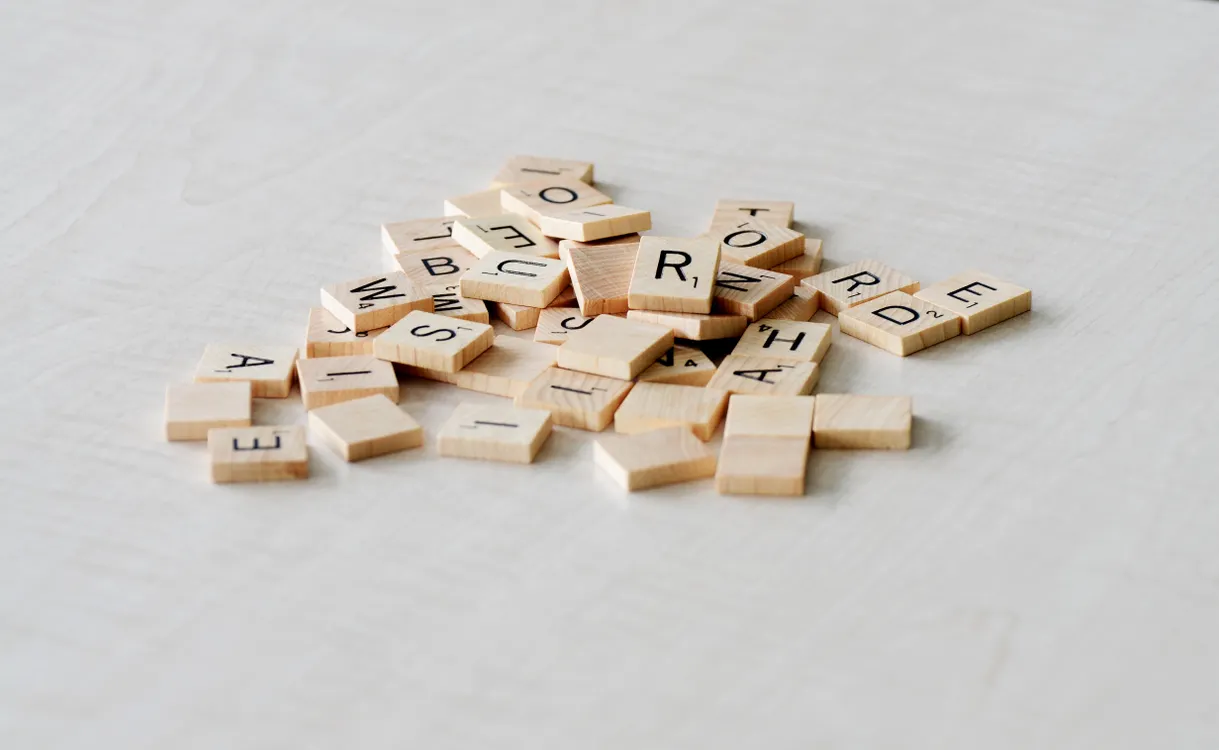 Pile of Scrabble letter tiles