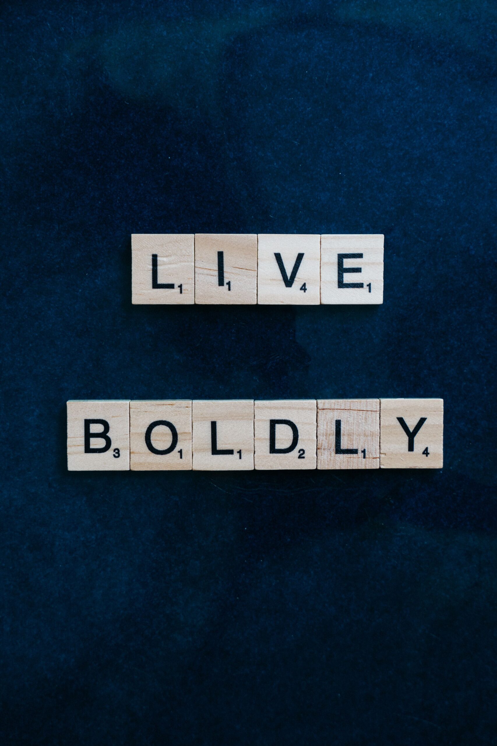 A slogan spelled out in Scrabble tiles