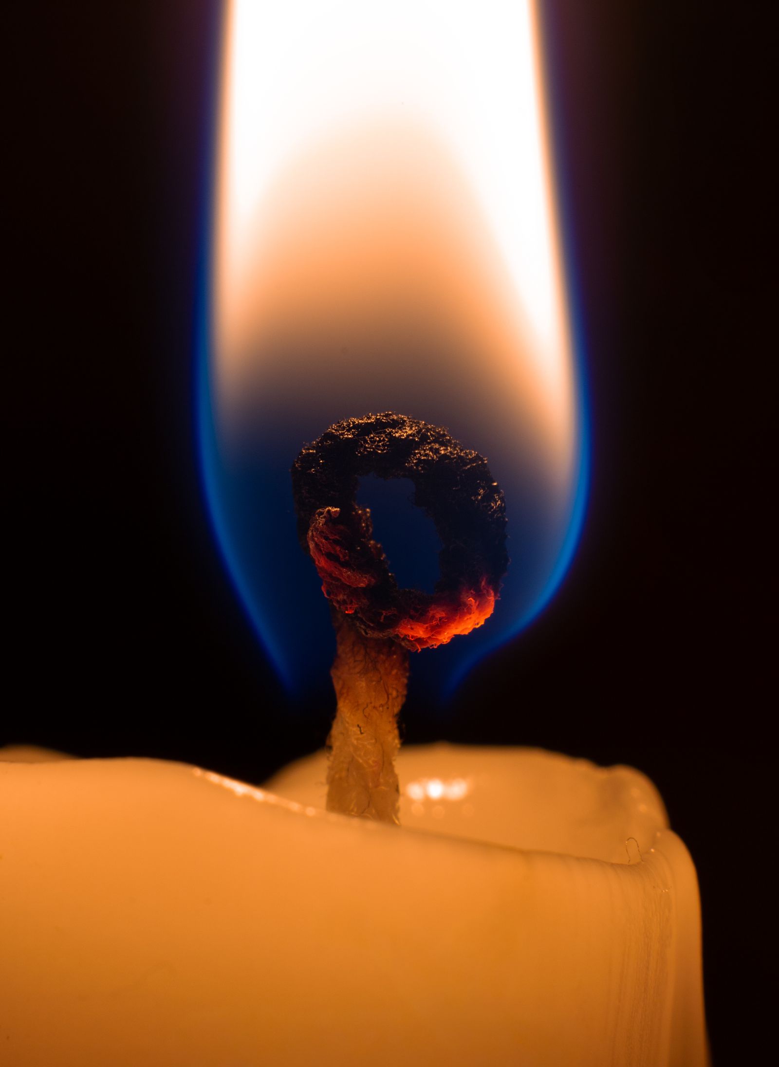 Close-up of a flickering candle flame