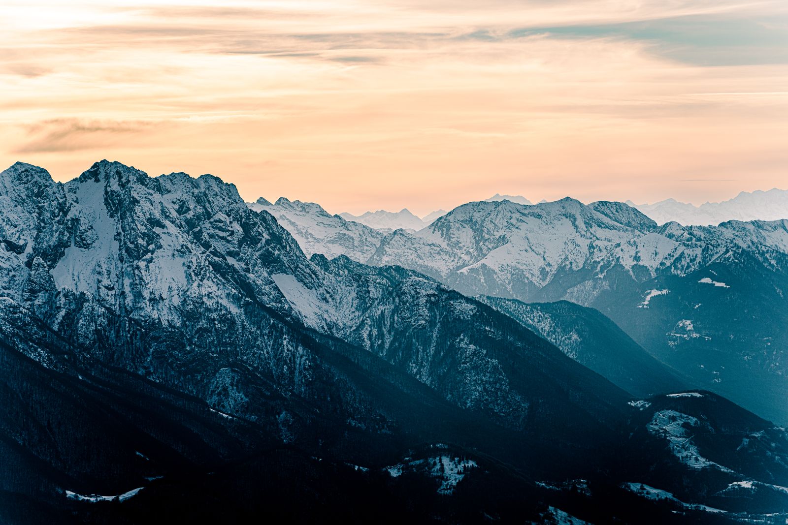 Mountain peaks under a clear sky