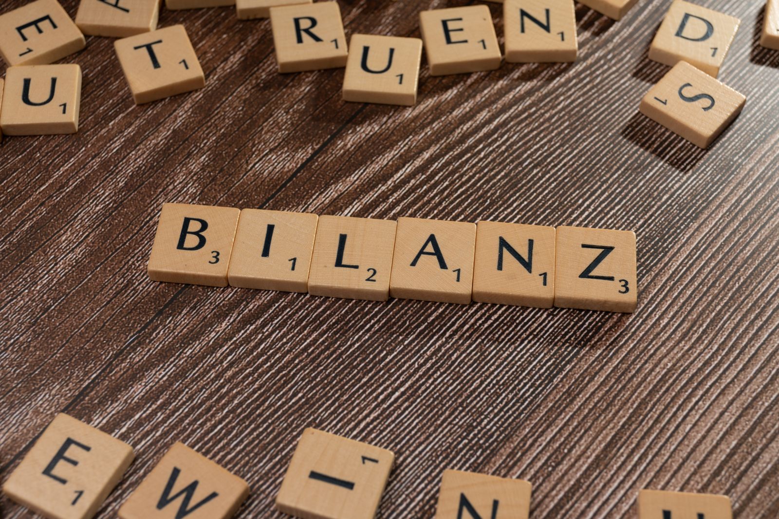German word spelled out in Scrabble letters