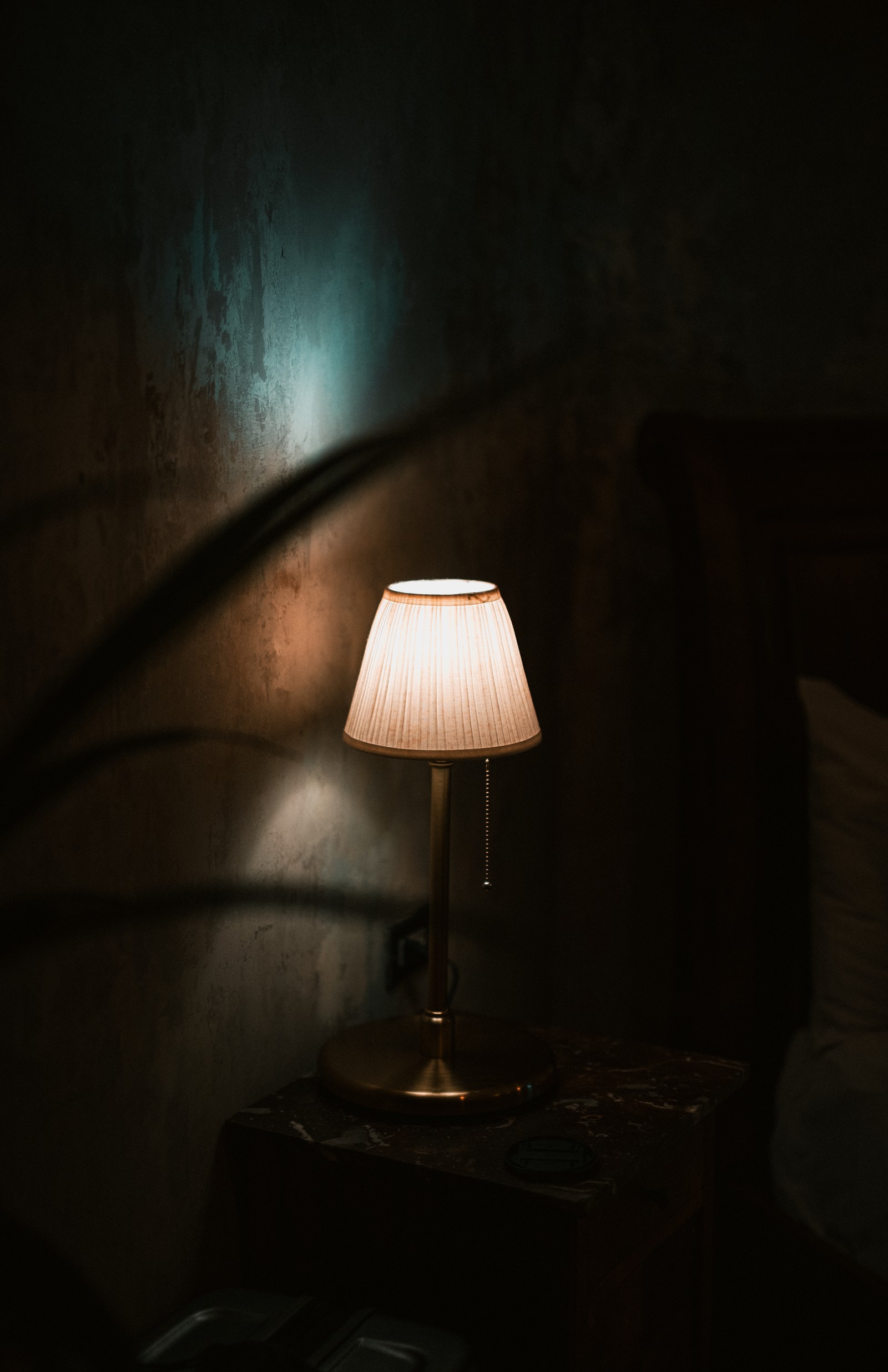 Bedside lamp at night