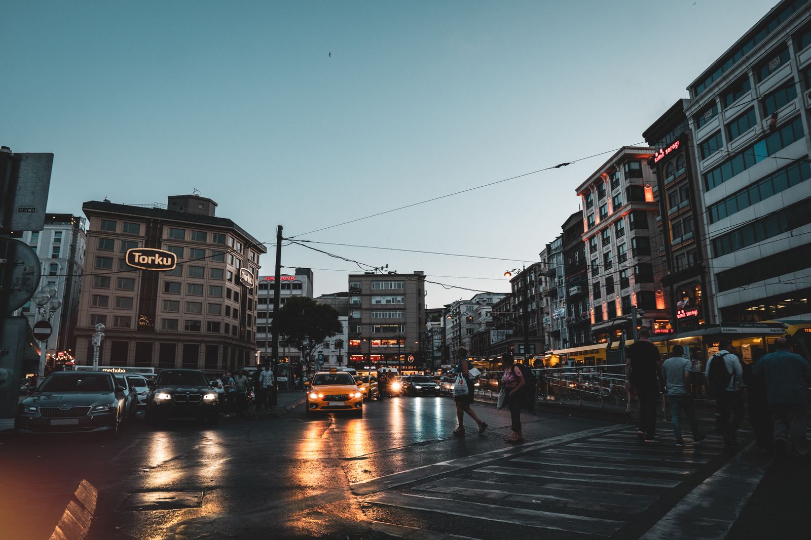 City traffic in the evening light